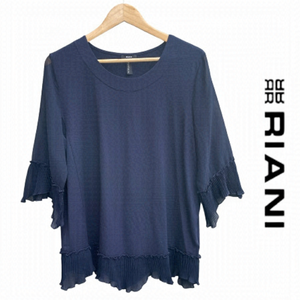 Riani navy blue ruffle sleeves and hem top blouse 14